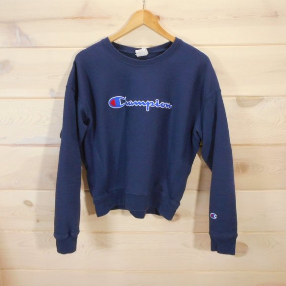 Champion Tops - Champion Women's Size L Reverse Weave Navy Blue Pullover Crewneck Sweatshirt